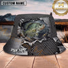 Maxcorners Fishing Torn Metal Mesh Personalized Name 3D Bucket Hat (12 Fish Species)