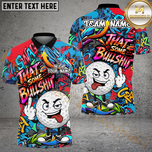 Maxcorners Golf Funny Dartboard Cartoon Graffiti Style That's Some Bullshit Personalized Name, Team Name 3D Shirt (4 Colors)