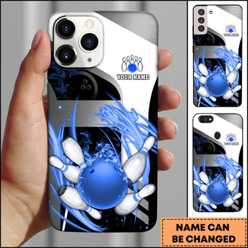 Maxcorners Bowling Flame Strike Ball Multicolor Personalized Name 3D Phone Case