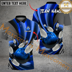 Maxcorners Ball And Pins Glass Way Bowling Jersey Multicolor Option Customized Name, Team Name 3D Polo Shirt
