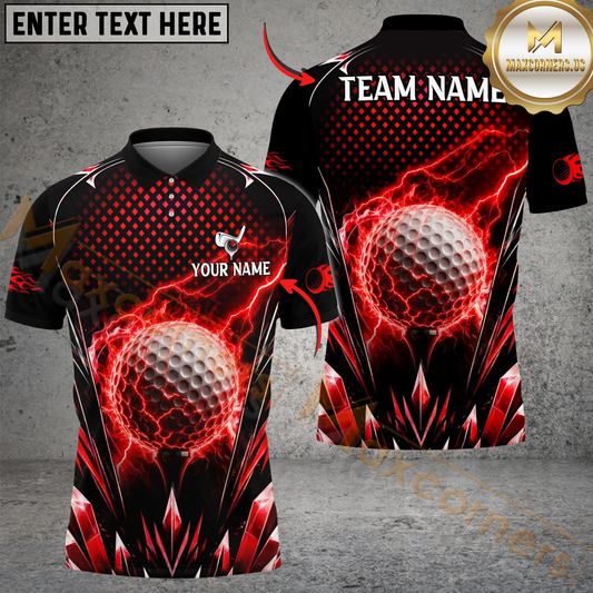 Maxcorners Golf Thunder Ice Power Design Personalized Name, Team Name 3D Shirt (4 Colors)