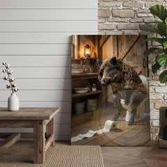 Maxcorners Wild Boar Canvas Rustic Bathroom Toilet Paper Trail Canvas Wall Art