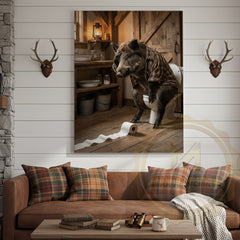 Maxcorners Wild Boar Canvas Rustic Bathroom Toilet Paper Trail Canvas Wall Art
