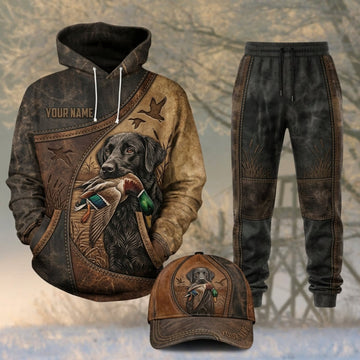 Maxcorners Duck Hunting German Shorthaired Pointer Leather Brown Personalized 3D Shirts