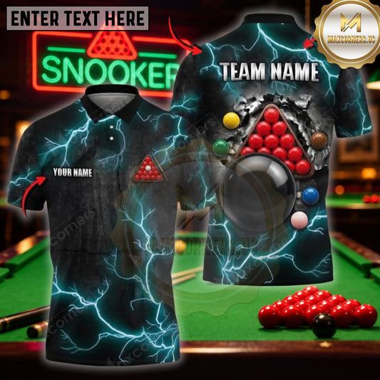Maxcorners Pool Clothing Dynamic Lightning Strike Art Multicolor Customized Name 3D Shirt