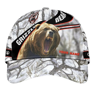 Maxcorners Custom Grizzly Bear Baseball 3D Cap, Custom Bear Lovers Caps Hats LM0402