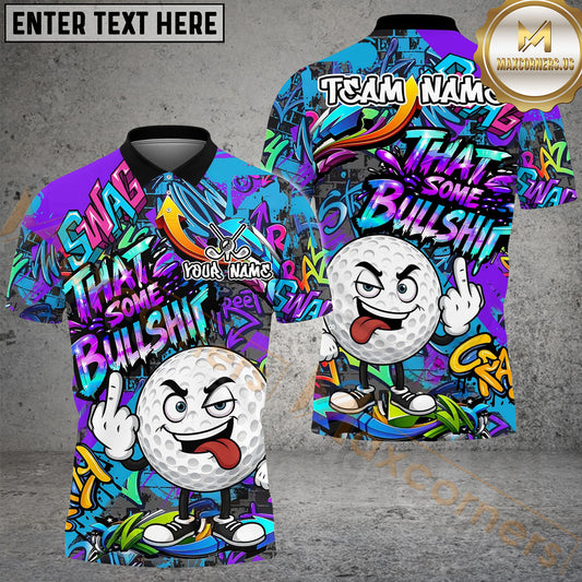 Maxcorners Golf Funny Dartboard Cartoon Graffiti Style That's Some Bullshit Personalized Name, Team Name 3D Shirt (4 Colors)