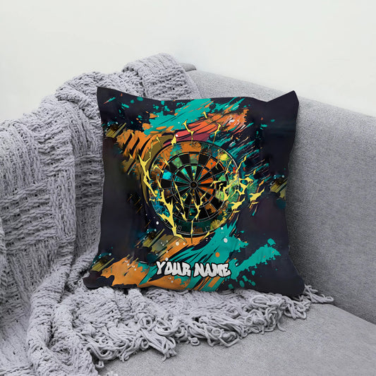 Maxcorners Darts Abstract Paint Splash Target Multicolor Customized Name 3D Pillow