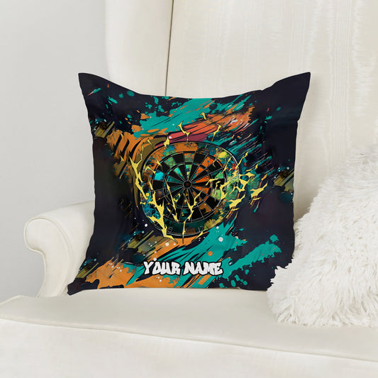 Maxcorners Darts Abstract Paint Splash Target Multicolor Customized Name 3D Pillow