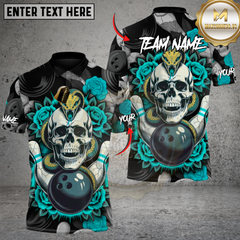 Maxcorners Skull & Roses Bowling Multicolor Customized Name, Team Name 3D Shirts