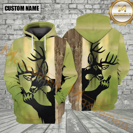 Maxcorners Peek-A-Boo Flipping Off Deer All Over Print Shirt Best Gift For Hunter