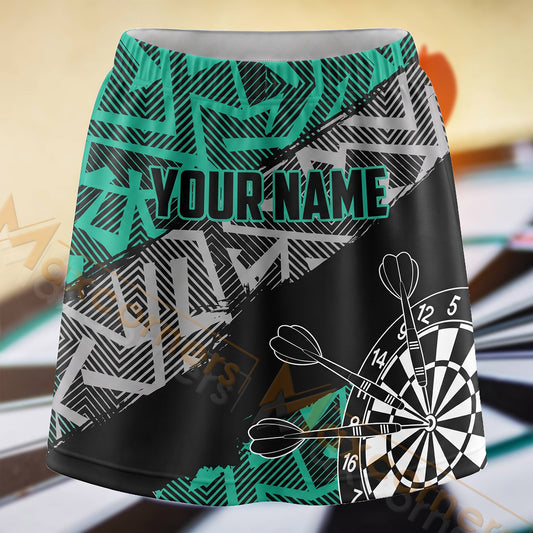 Maxcorners Darts Teal Technical Dartboard Personalized 3D Skort, Skirts With Shorts