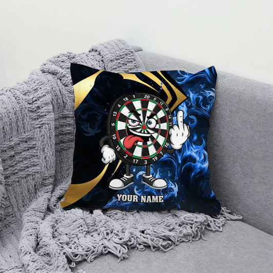 Maxcorners Darts Angry Cartoon Board Red Smoke Multicolor Customized Name 3D Pillow