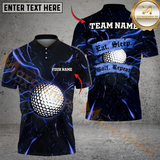 Maxcorners Electric Golf Repeat Funny Golf Polo Shirt, Customized Name & Team Name 3D Shirts (4 Colors)