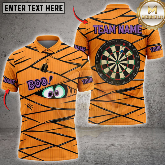 Maxcorners Darts Funny Orange Mummy Costume Halloween Dartboard Personalized Name 3D Unisex Shirt