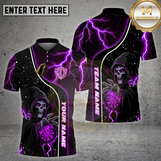 Maxcorners Dart Blue Lightning Grim Reaper Dartboard Multicolor Options Personalized Name, Team Name 3D Shirt (4 Colors)