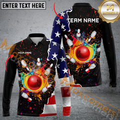 Maxcorners Colorful Paint Flag Bowling Jersey Personalized Name, Team Name 3D Shirt