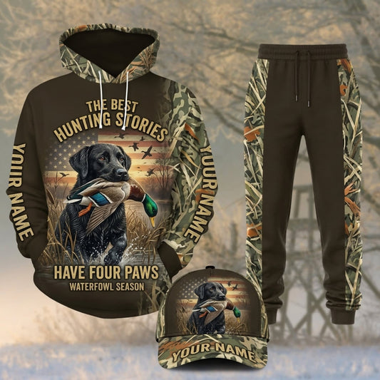 Maxcorners Duck Hunting Best Hunting Four Paws Brown Camo Personalized 3D Shirts