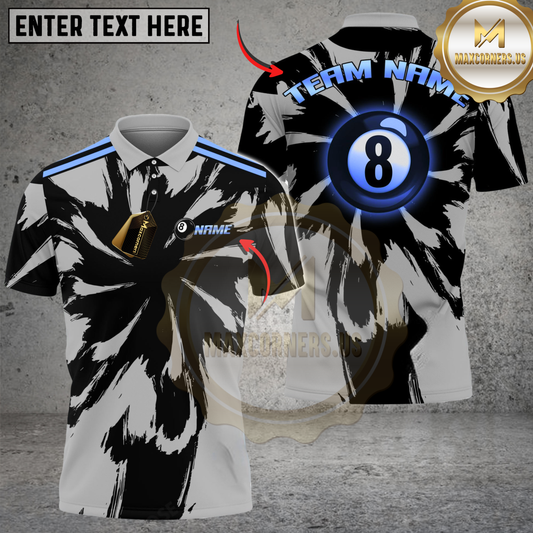 Maxcorners Billiards Black Gold Explosion Multicolor Customized Name, Team Name 3D Shirt