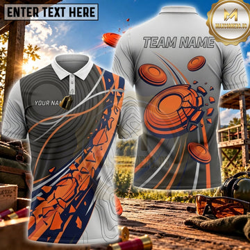 Maxcorners Clay Shooting Black Orange Dynamic Target Wave Personalized Name 3D Unisex Shirt