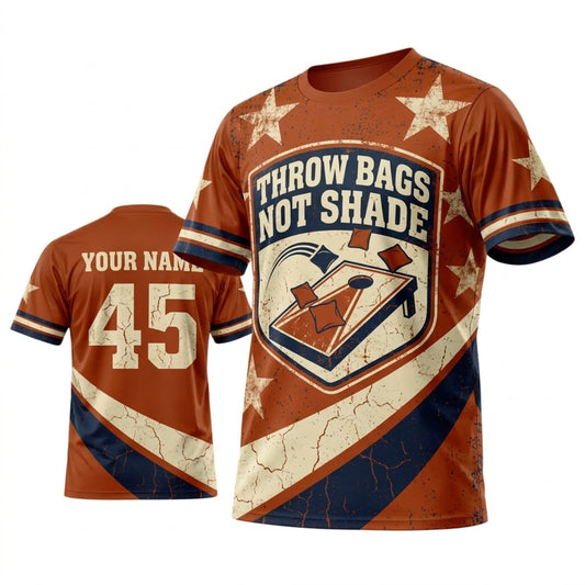 Maxcorners Cornhole Throw Bags Not Shade Orange Navy Vintage Personalized Name 3D Unisex Shirt