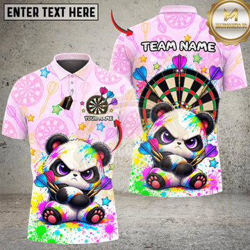 Maxcorners Darts Cute Panda Colorful Dartboard Personalized Name 3D Unisex Shirt