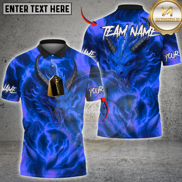 Maxcorners Bowling Inferno Dragon Multicolor Customized Name, Team Name 3D Shirts