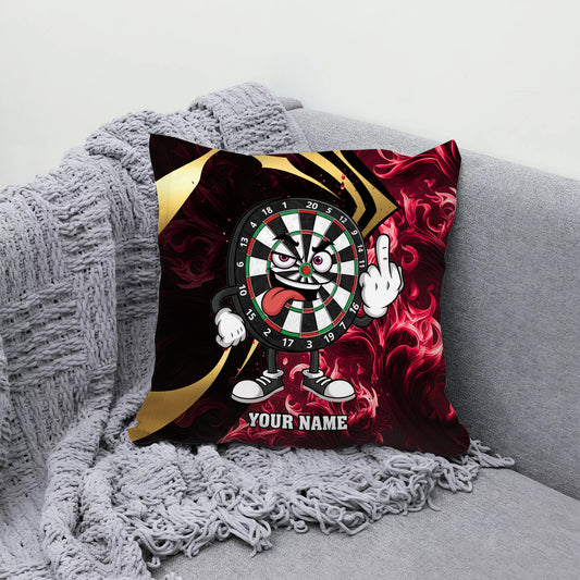 Maxcorners Darts Angry Cartoon Board Red Smoke Multicolor Customized Name 3D Pillow