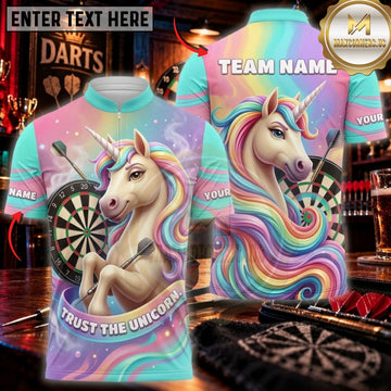 Maxcorners Darts & Mystical Unicorn Fantasy Graphic Customized Name, Team Name 3D Shirts