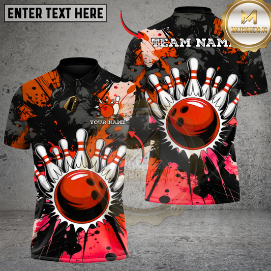 Maxcorners Bowling Storm Splash Bowl Multicolor Customized Name Team Name 3D Shirts