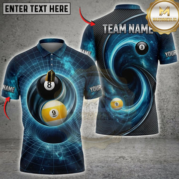 Maxcorners Billiards Blue Cosmic 8 Ball And Swirling Galaxy Personalized Name 3D Unisex Shirt