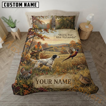 Maxcorners Pheasant Hunting Autumn Meadow Pointer Dog Bedding Set 3D Print Custom Name