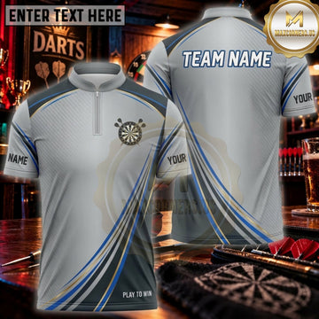 Maxcorners Darts Silver Blue Minimalist Arrow Personalized Name 3D Unisex Shirt