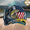Maxcorners Fishing American Flag Grim Reaper Personalized 3D Cap
