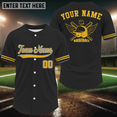 Maxcorners Minimalist Baseball Jersey For Men - Custom Name, Number & Logo | Yellow LM2608