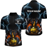 Maxcorners Dragon Thunder Bowling Custom Men Bowling Shirt Polo & Quarter-Zip Bowling Team Jerseys LM054