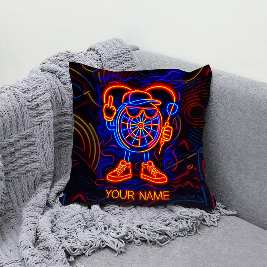 Maxcorners Darts Neon Cartoon Character Multicolor Customized Name 3D Pillow