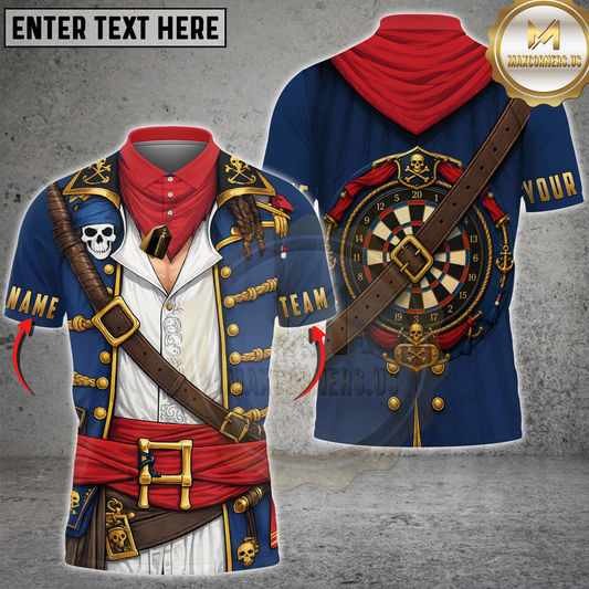 Maxcorners Darts Pirate Captain Skull Dartboard Design Personalized Name 3D Unisex Shirt