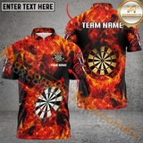 Maxcorners Fire Flame Darts Jersey Customized Name, Team Name 3D Polo Shirt