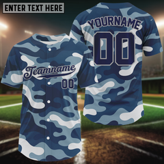Maxcorners Custom Camouflage Baseball Jersey For Men Personalized Navy Camo Youth Baseball Jerseys LM2608