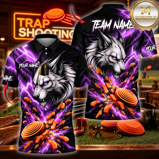 ( 4 Colors ) Maxcorners Trap Clay Shooting Fierce White Tiger & Flying Clay Targets Multicolor Customized Name, Team Name 3D Shirts