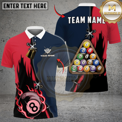 Maxcorners Billiards Dual Flame Multicolor Customized Name, Team Name 3D Shirt
