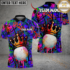 Maxcorners Golf Graffiti Crown Multicolor Customized Name, Team Name 3D Shirts