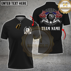 Maxcorners Billiards American Flag 8 Ball Emblem Personalized Name 3D Unisex Shirt