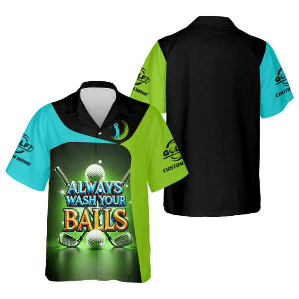Maxcorners Always Wash Your Balls Custom Golf Polo Shirt, Funny Golf Shirt, Mens Golf Gift