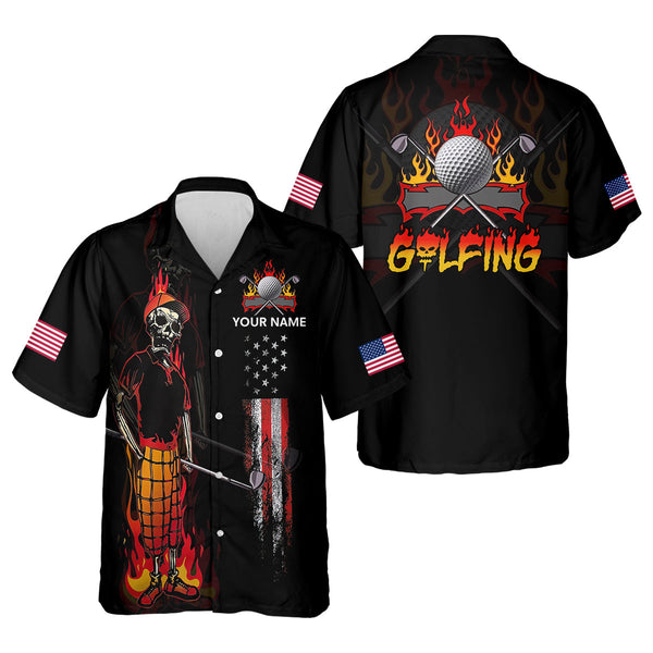 Maxcorners Custom Skull Golf Polo Shirt, Mens Golf Gift, Funny Golf Shirt