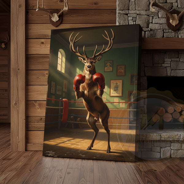 Maxcorners Deer Reading Hunting Magazine in Cabin Bathroom Wrapped Canvas