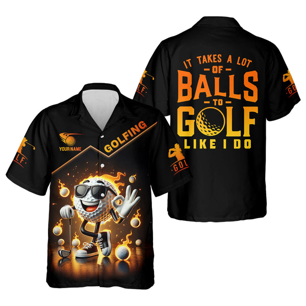 Maxcorners It Takes a Lot of Balls to Golf the Way I Do Custom Men's Golf Polo Shirt, Funny Golf Shirt, Dad Golf Gift