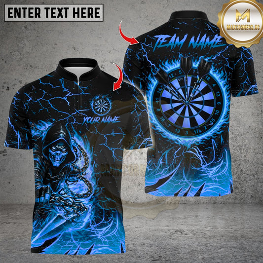 Maxcorners Flaming Assassin With Iron Darts Design Multicolor Customized Name, Team Name 3D Shirts