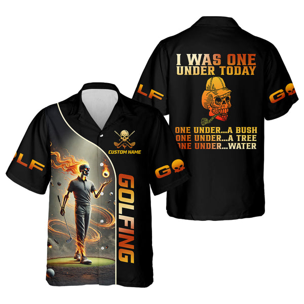 Maxcorners I Was One Under Today Custom Men's Golf Polo Shirt, Funny Skull Golf Shirt, Dad Golf Gift